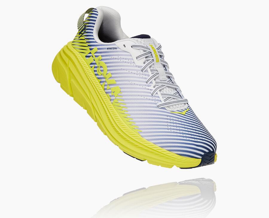 Hoka One One Mens Running Shoes - Rincon 2 - White/Blue - SGKM28094